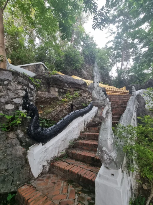 white, black, nagas, Phousi Hill, Luang Prabang