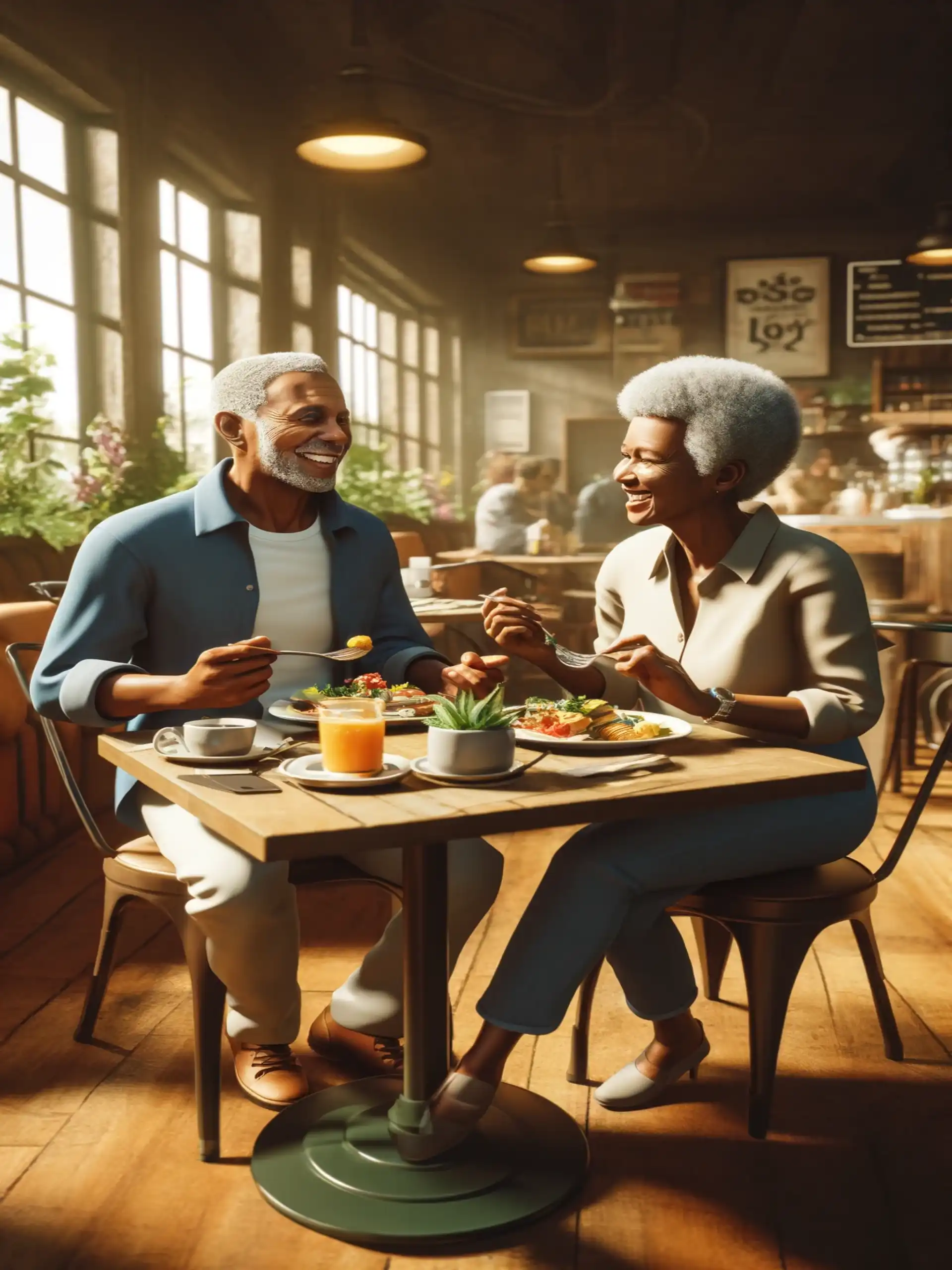 Black couple at a cafe