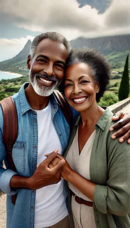 Black couple hugging each other