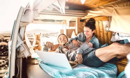 Couple slow van travel