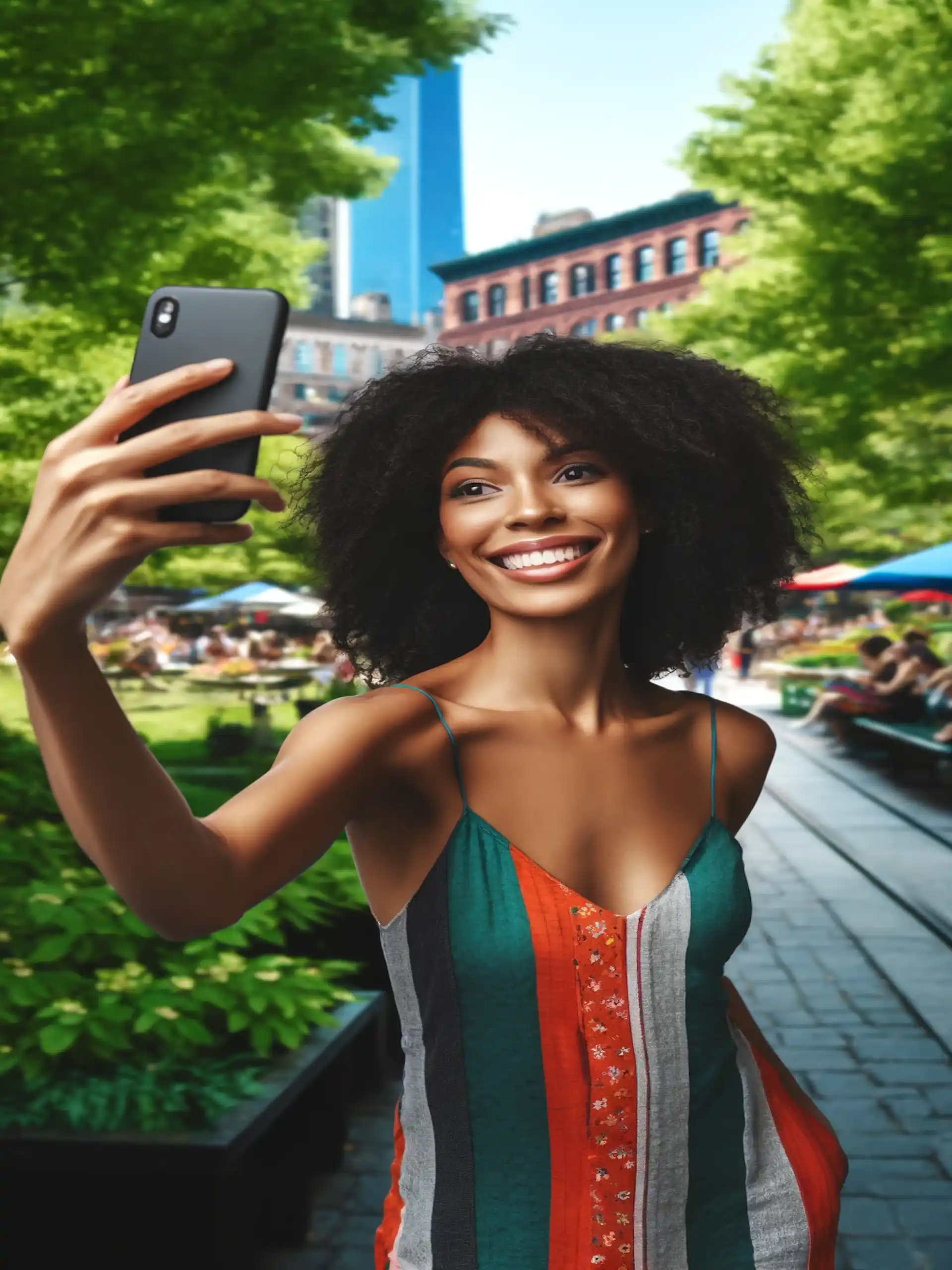black girl taking a selfie