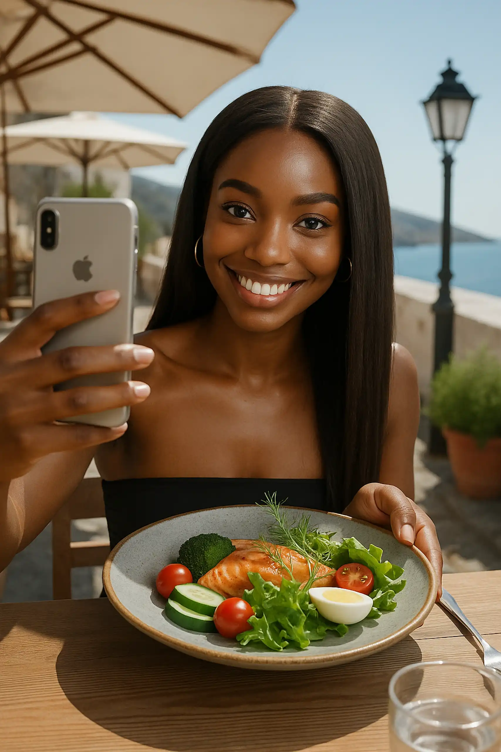 selfie, lunch, healthy eating