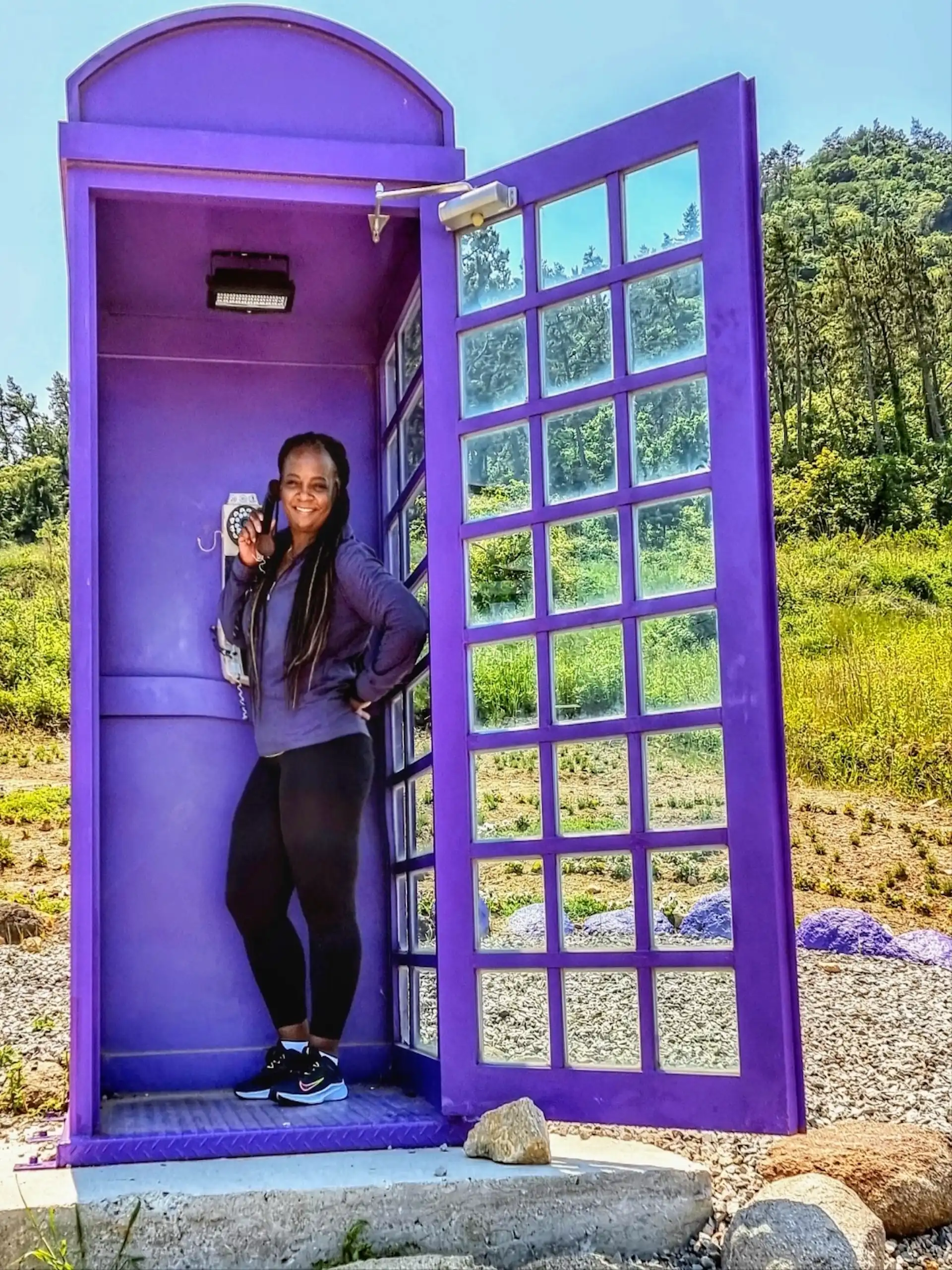 Me in Purple Island phone booth