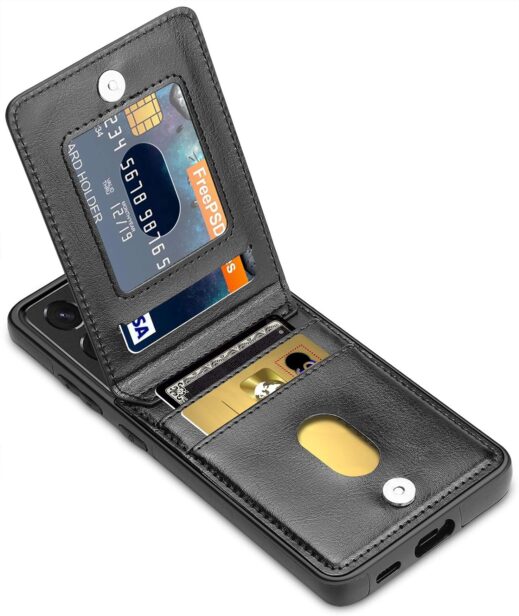 Dual Layer Lightweight Premium Leather Wallet Case with Card Holders Flip Protective Case