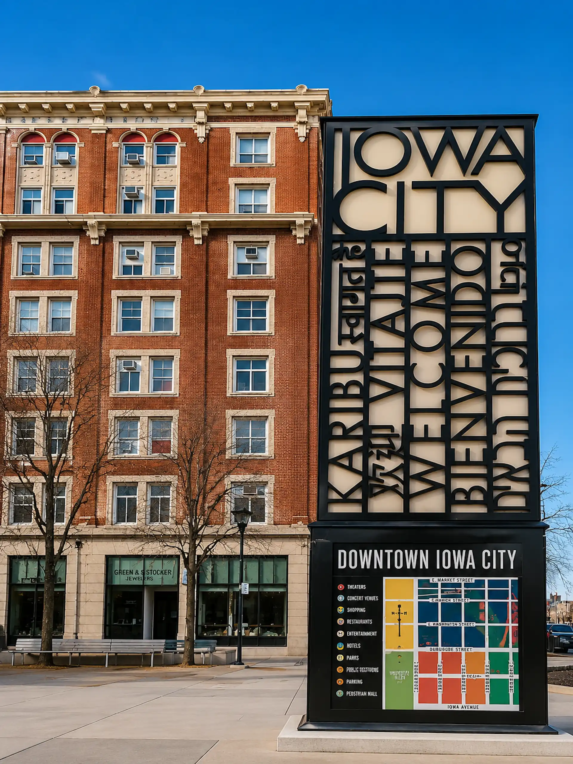 Iowa City Downtown Wayfinding Sign