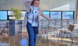 Stacey brown checked jacket cafe
