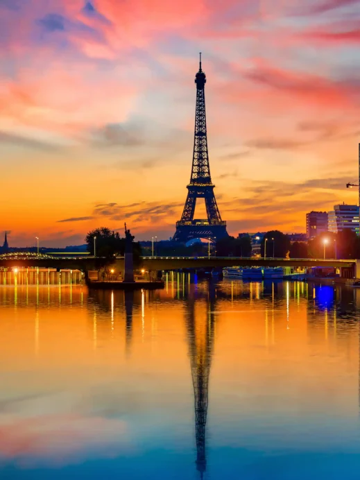 sunset in paris france