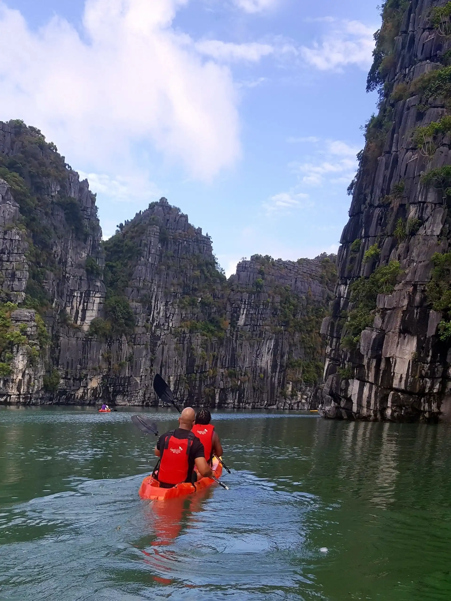 Halong Bay canoeing Steven and Stacey