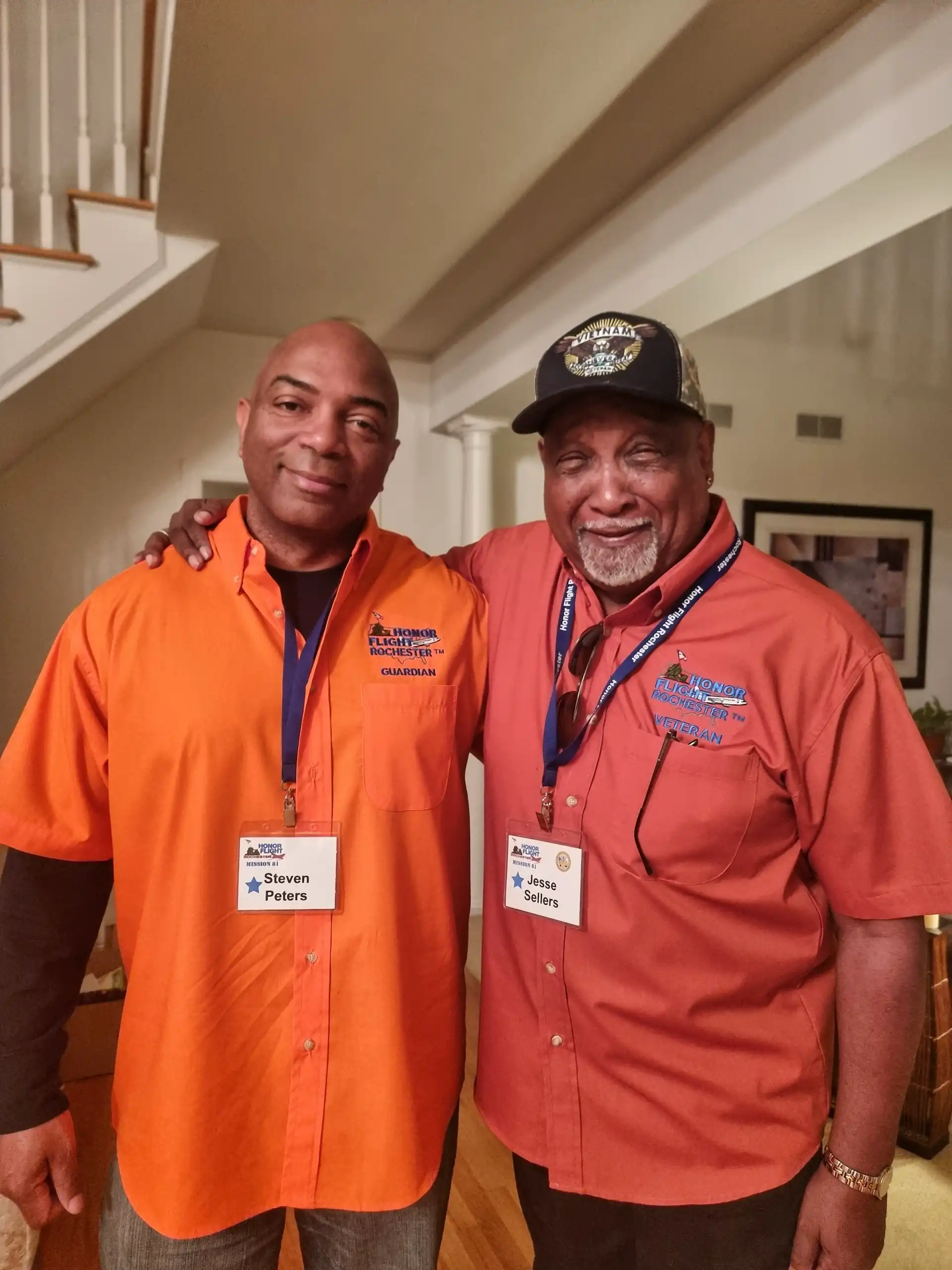 Honor flight, Dad and Steven, orange shirts