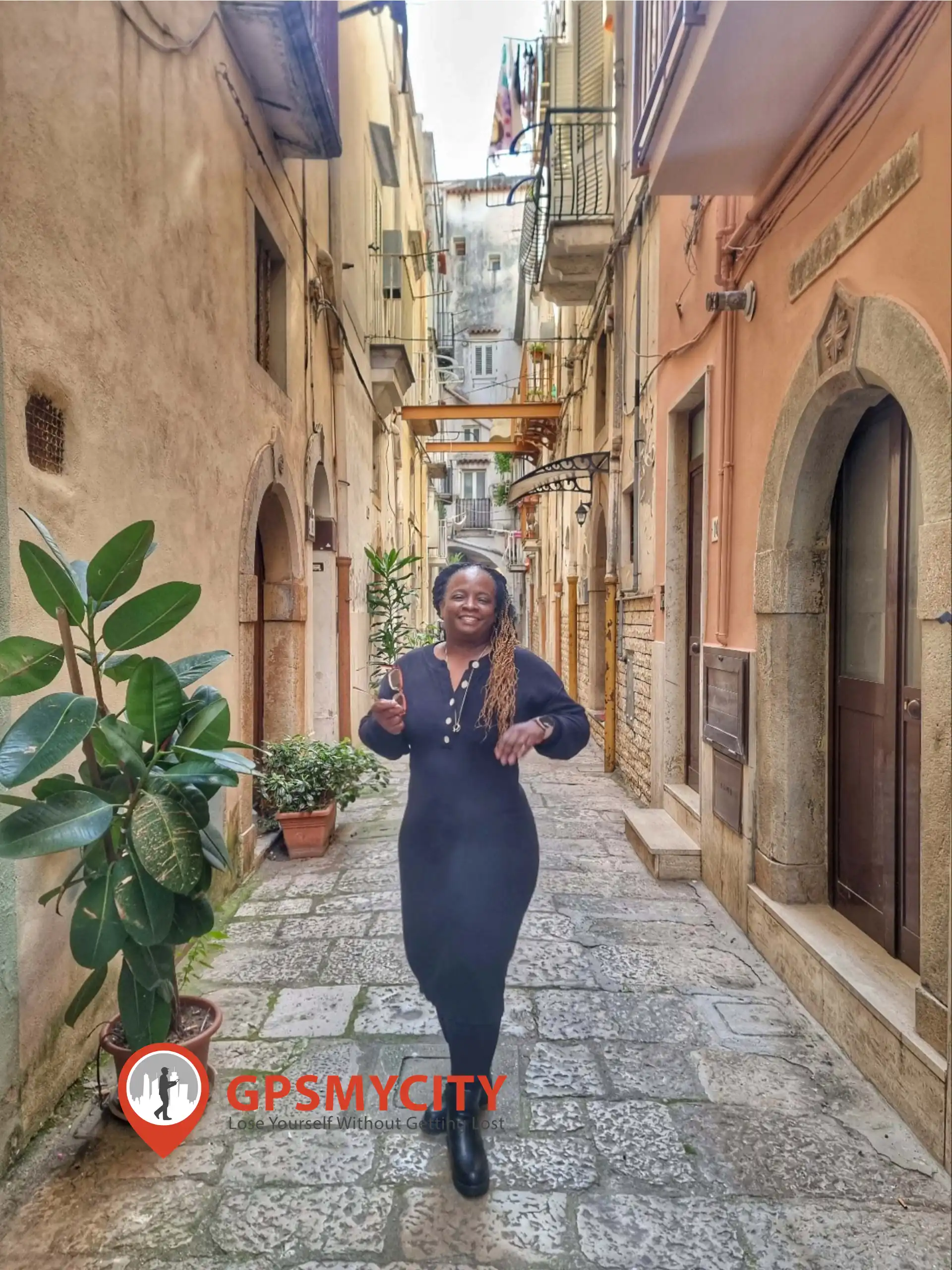 Stacey in old Gaeta Italy- Italy Fall Packing Guide