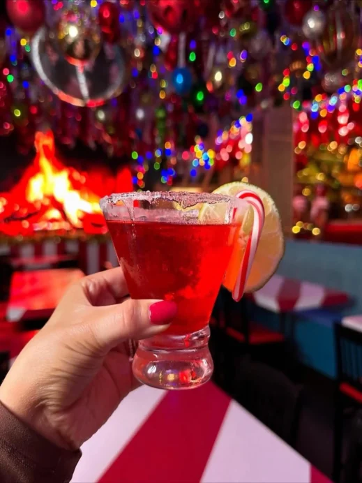 Midwest Christmas drink, red, peppermint
