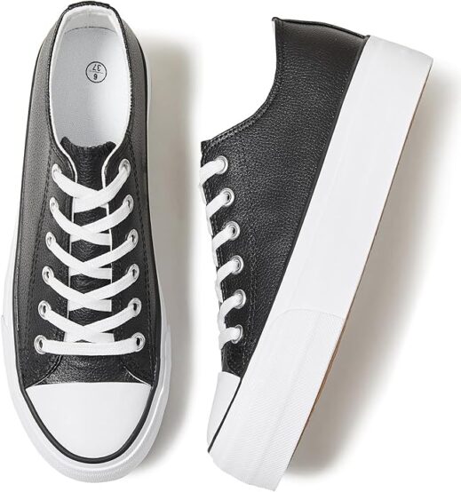 Amazon, Rominz Womens Black and white ptform sneakers