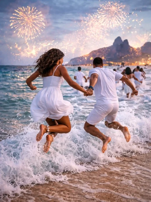 Brazil jumping the waves at the beach