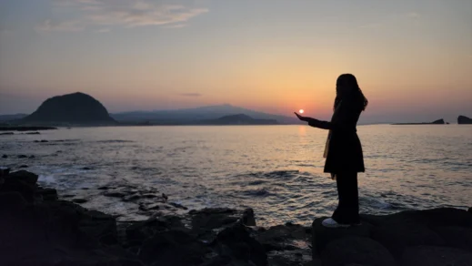 Stacey holding the moon