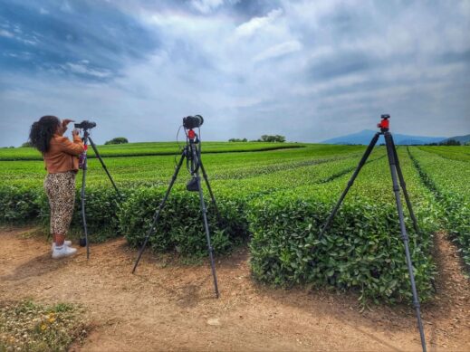 Angela setting up cameras