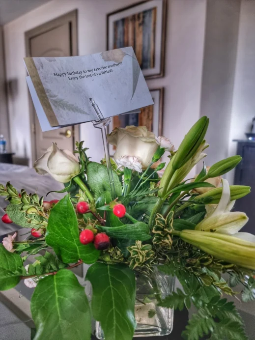 Birthday flowers from Ashley
