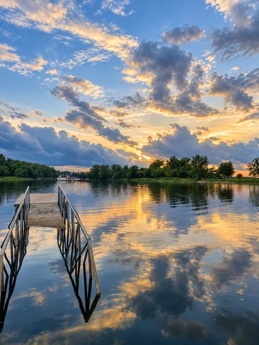 Sunset Park, Golden Hour Reflections on the Lake