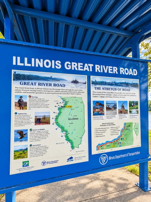 Sunset Park, Illinois Great River Road sign