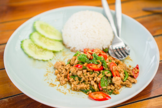 Thai,Stir,Fried,Chicken,With,Basil,And,Chili,Pepper,And