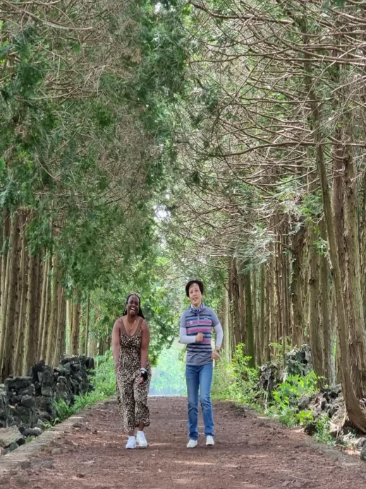 Stacey and Angela, woods, Jeju South Korea