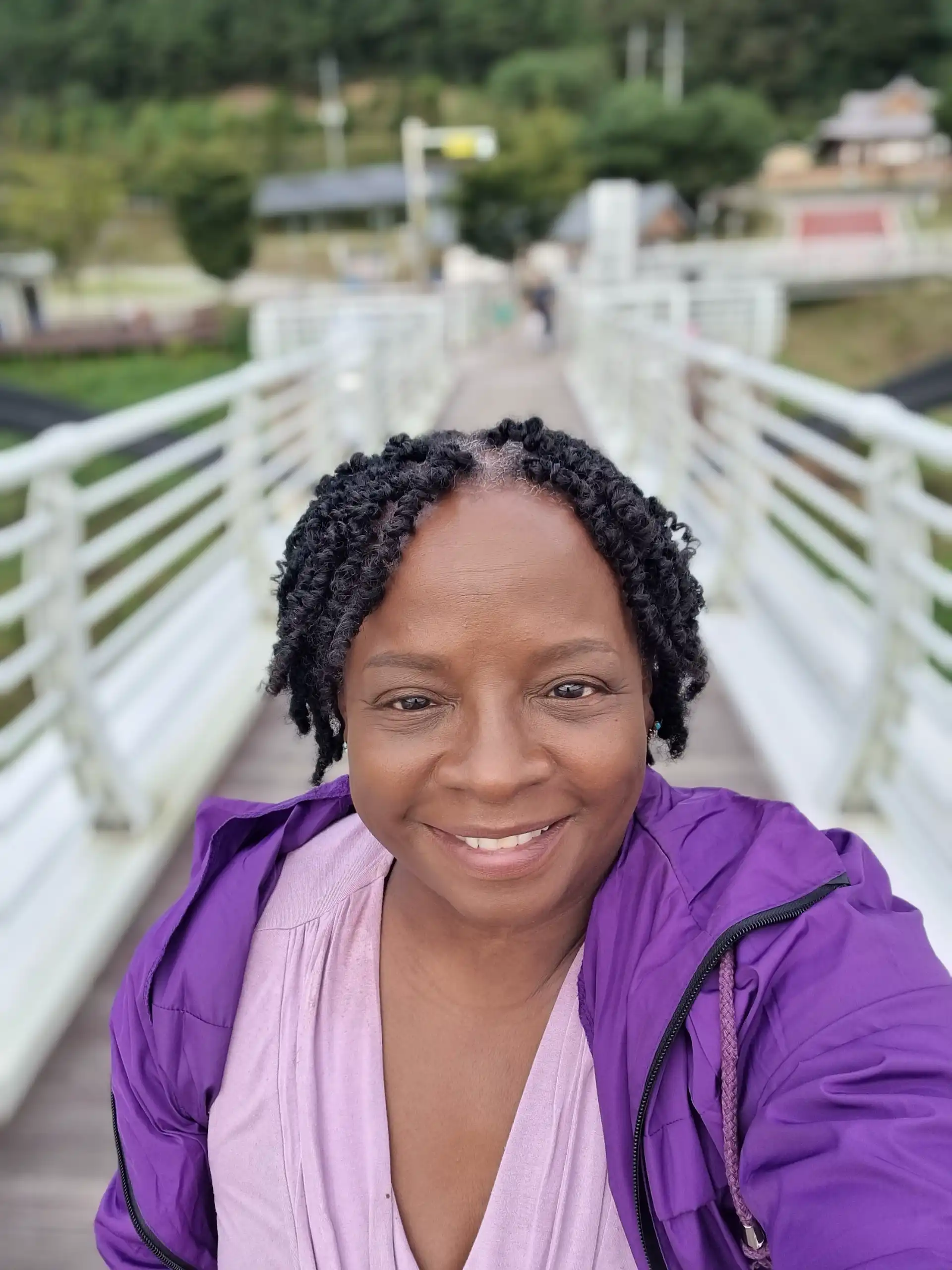 Stacey purple jacket pink top short twists