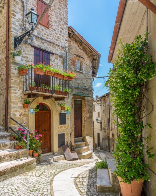 Eze Village in France with balcony, day in Èze