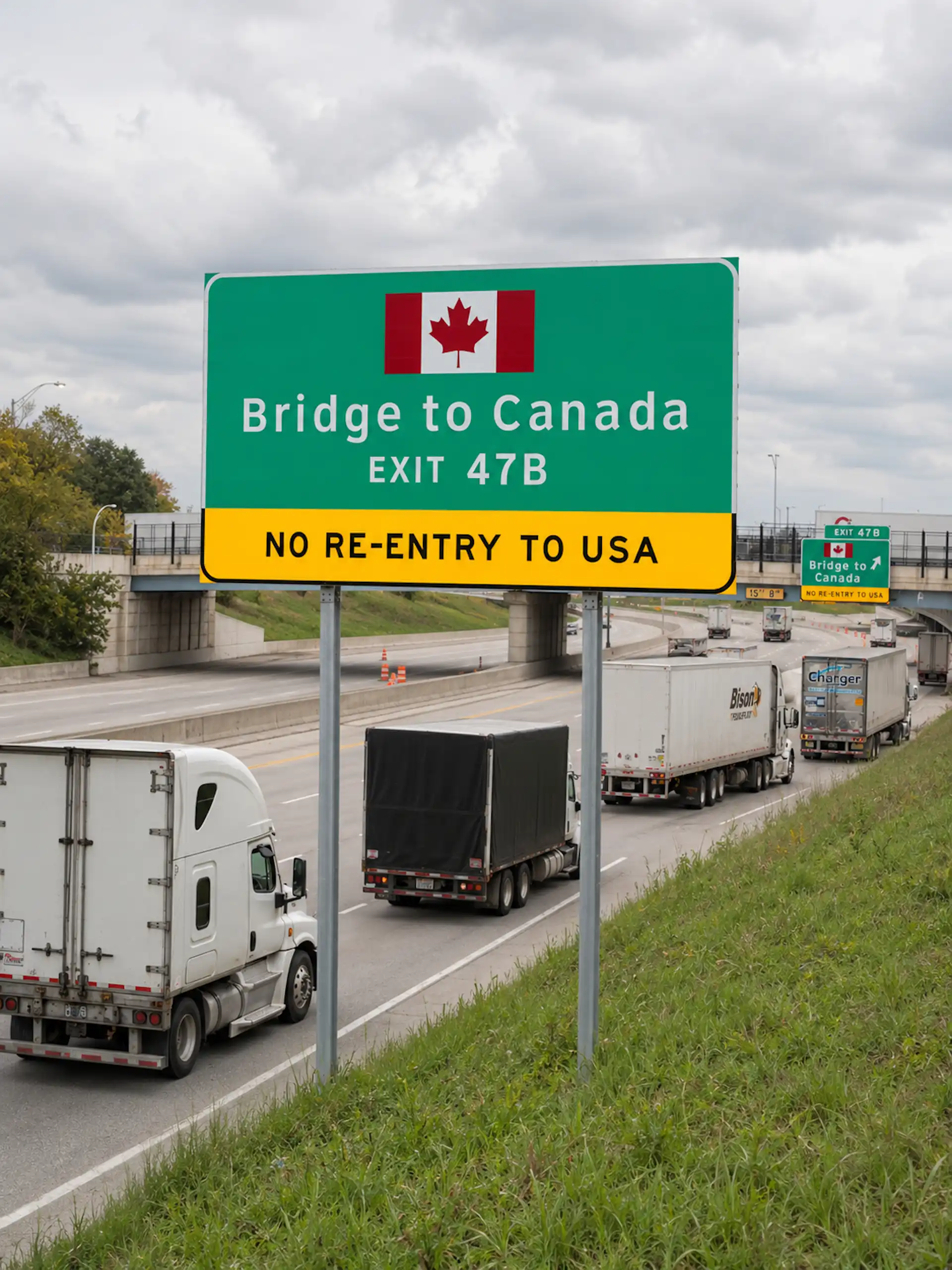 Approaching the Bridge to Canada