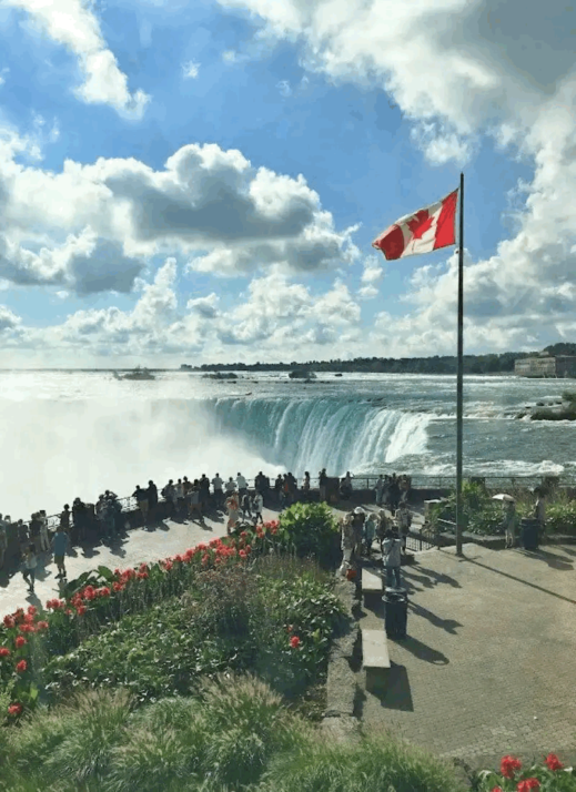 A stunning view of Niagara Falls from the Canadian side, capturing the beauty of Canadian travel.