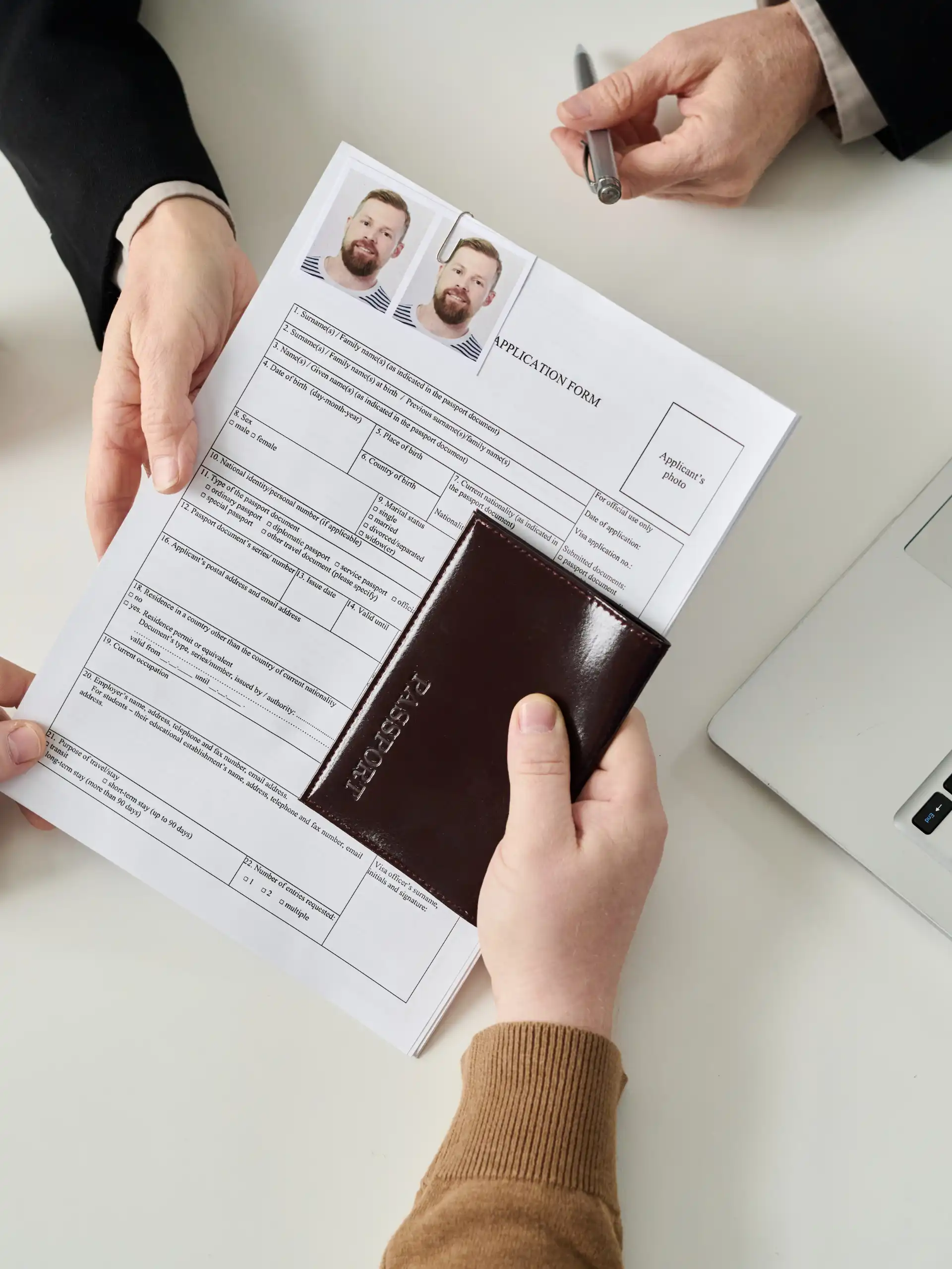 Man applying for visa in immigration office