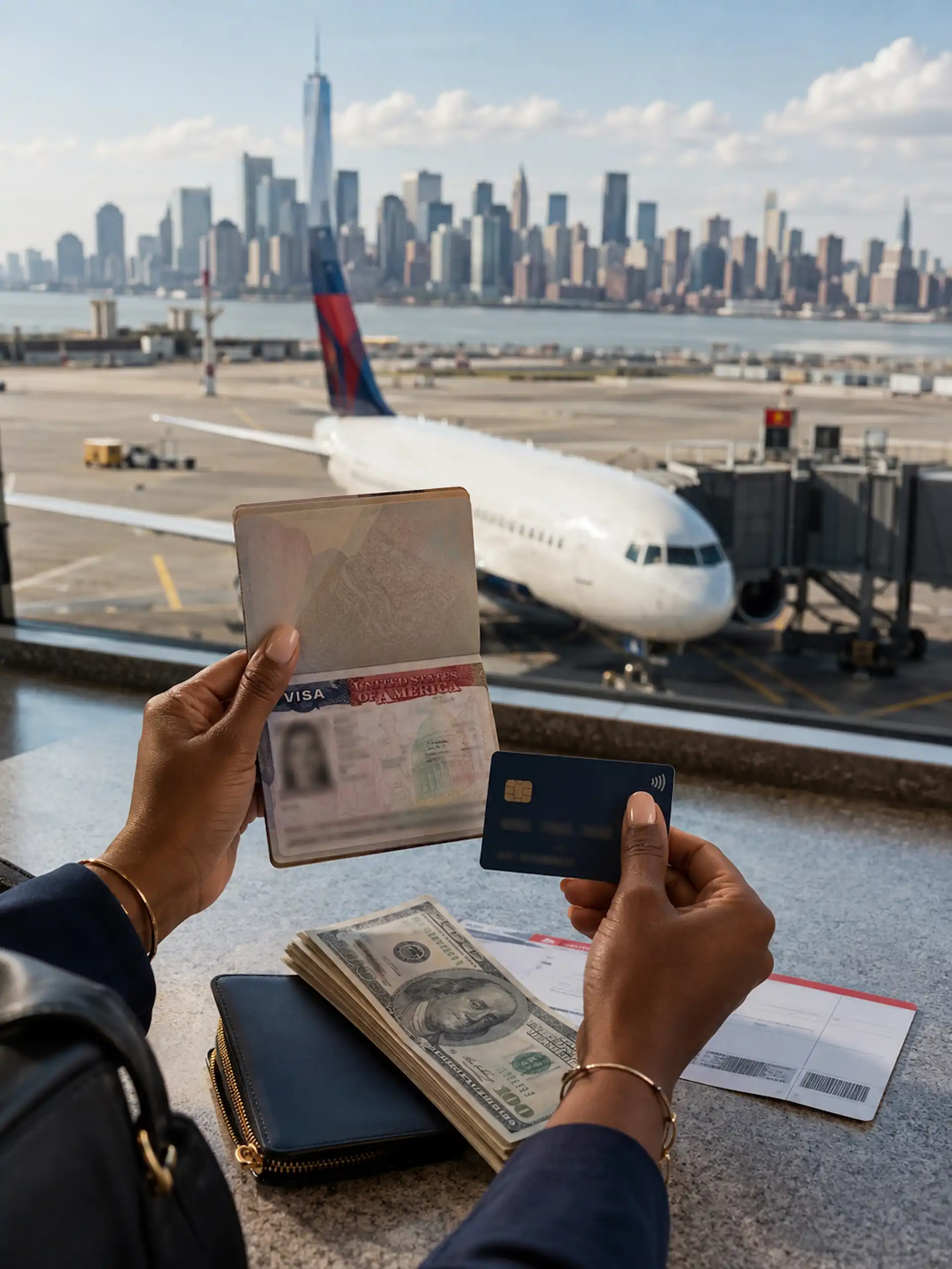 Passport, payment card, and departure