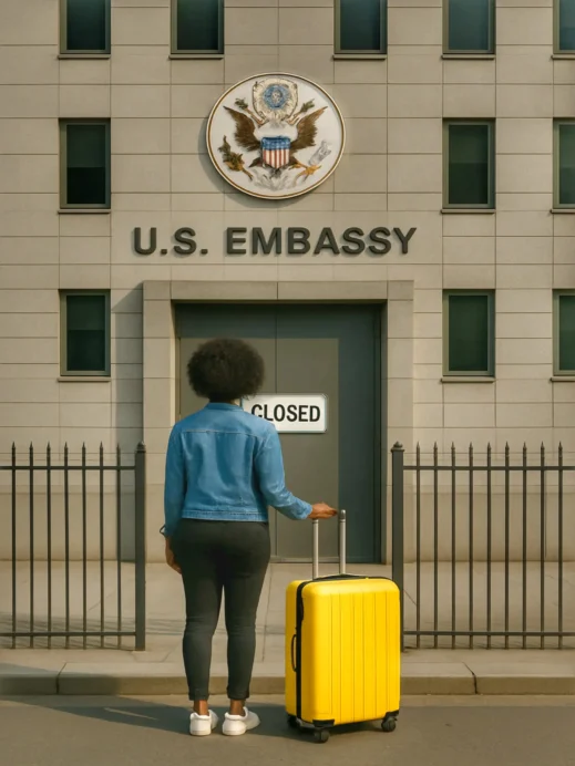 US Embassy closings, AI image