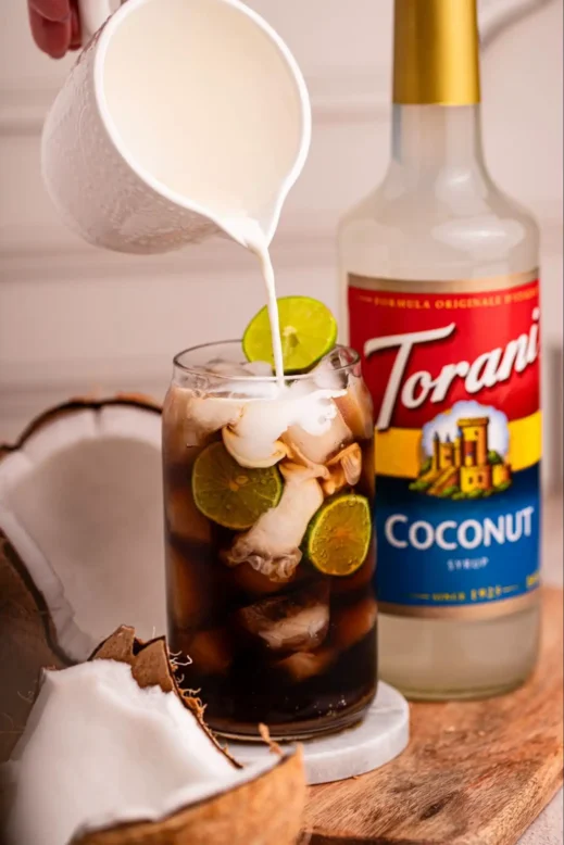 dirty coconut soda, Coconut Coffee, make cafe drinks at home