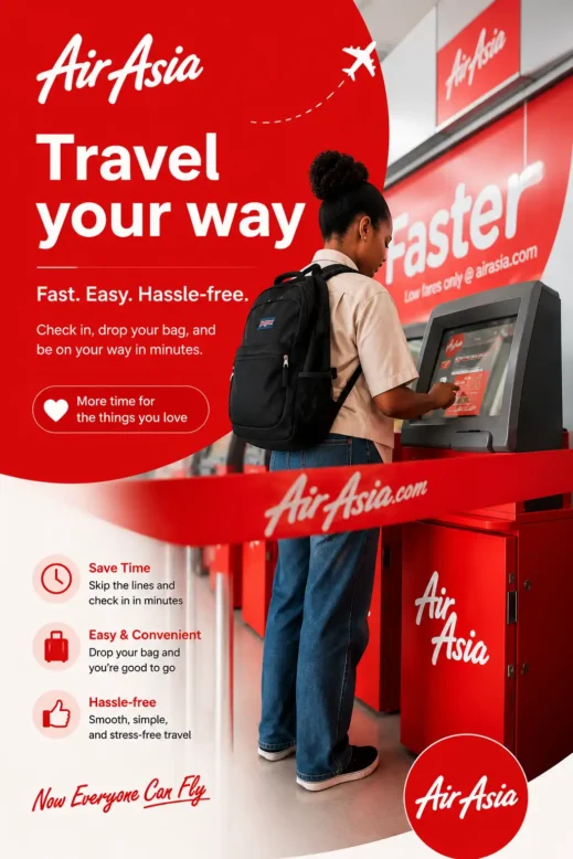 AirAsia, self-checkin, black woman