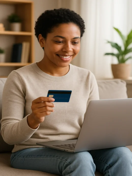 Black woman shopping online