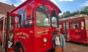 Galena trolley with mom