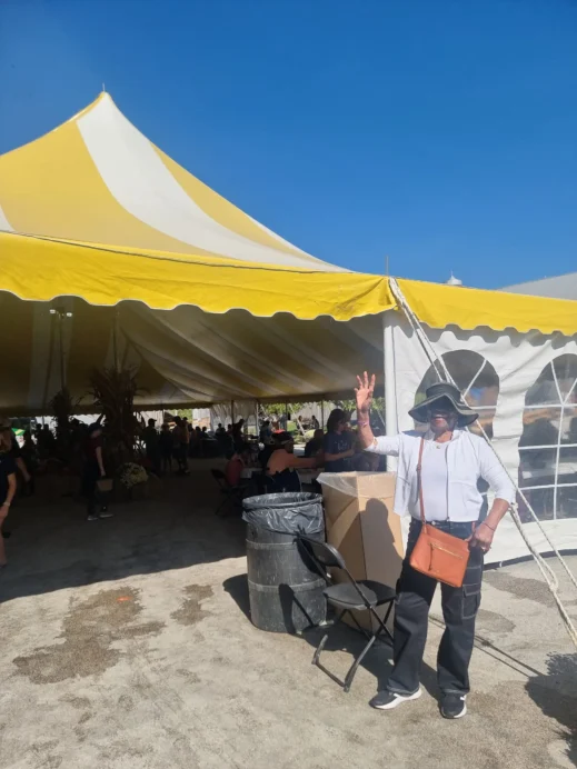 Mom yellow tent Amana Colonies Oktoberfest