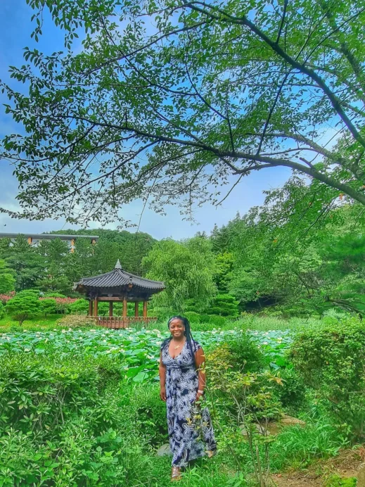 Stacey, gazebo, Gyeongju, South Korea