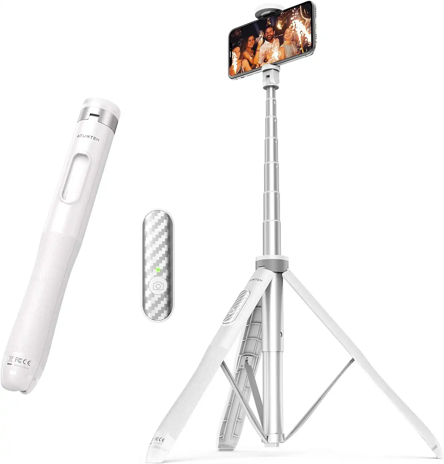 Amazon, ATUMTEK 51%22 Selfie Stick Tripod, All in One Extendable Phone Tripod Stand with Bluetooth Remote 360° Rotation for iPhone and Android Phone Selfies, Video Recording, Vlogging, Live Streaming