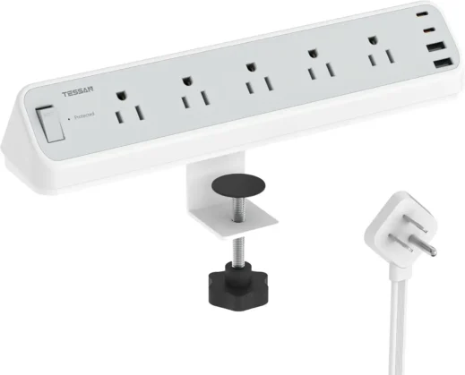 Desk Clamp power strip w Surge Protector