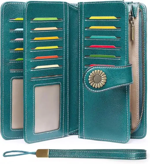 Amazon, SENDEFN Wallets for Women Leather Credit Card Holder with RFID Blocking Large Capacity Wristlet