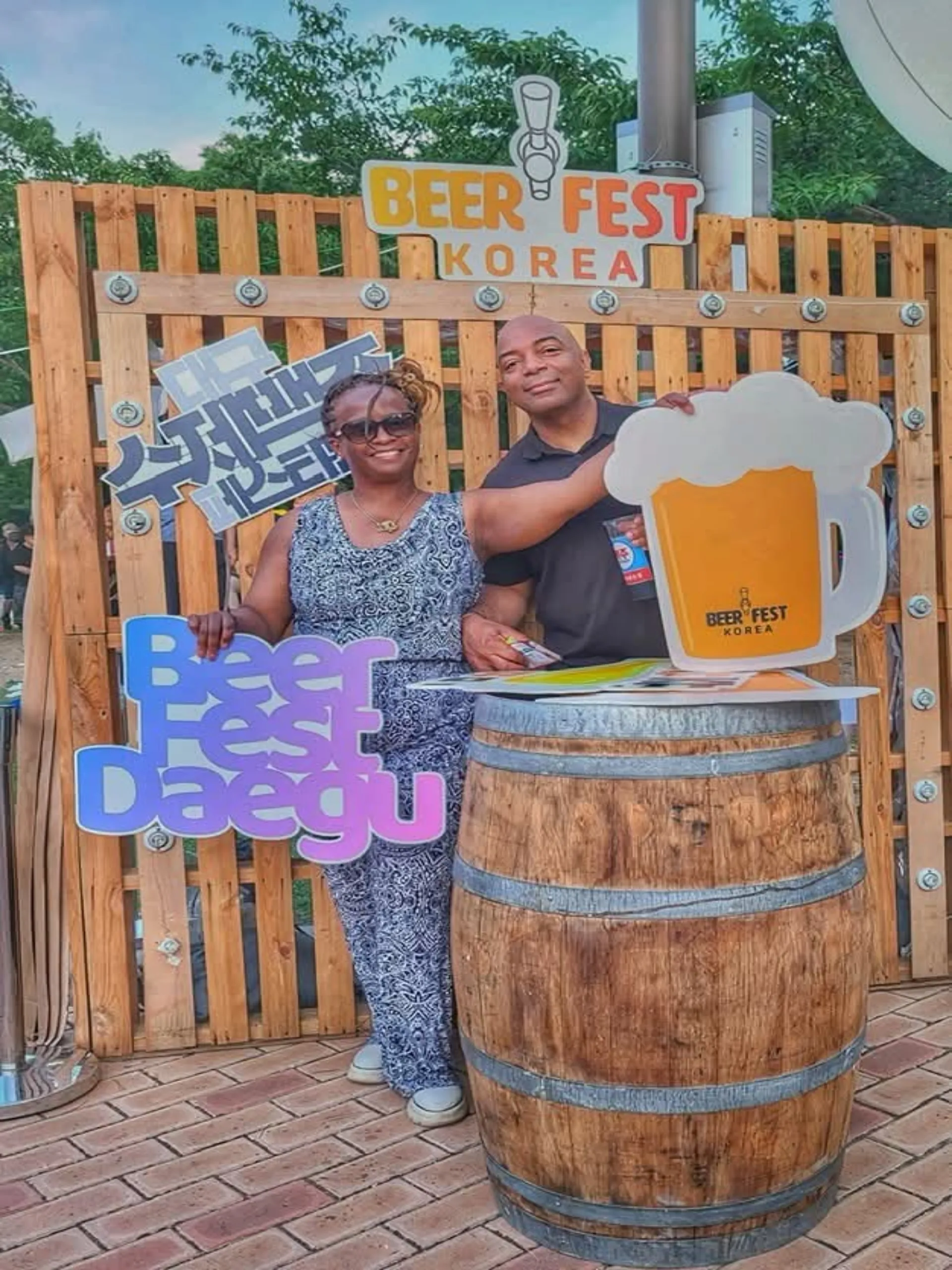 Steven and Stacey beer festival, Daegu Korea