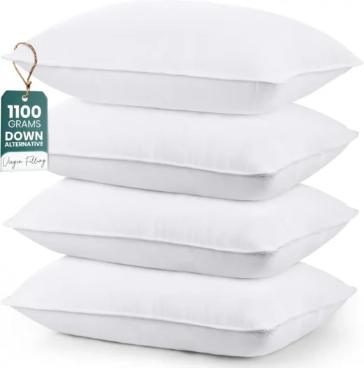 Amazon, Utopia Bedding Bed Pillows for Sleeping (White), Queen Size Set of 4, Hotel Pillow, Cooling Pillows for Side, Back or Stomach Sleepers