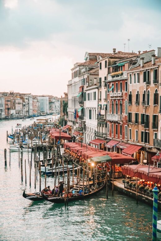 Venice, gondolas, piers