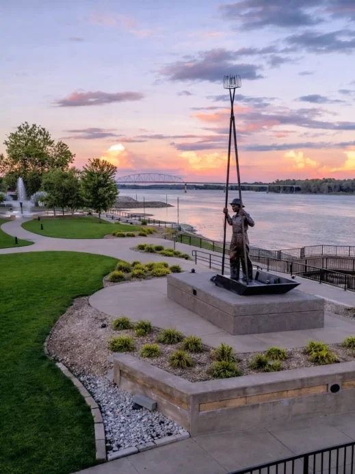 Sunset by the Mississippi River