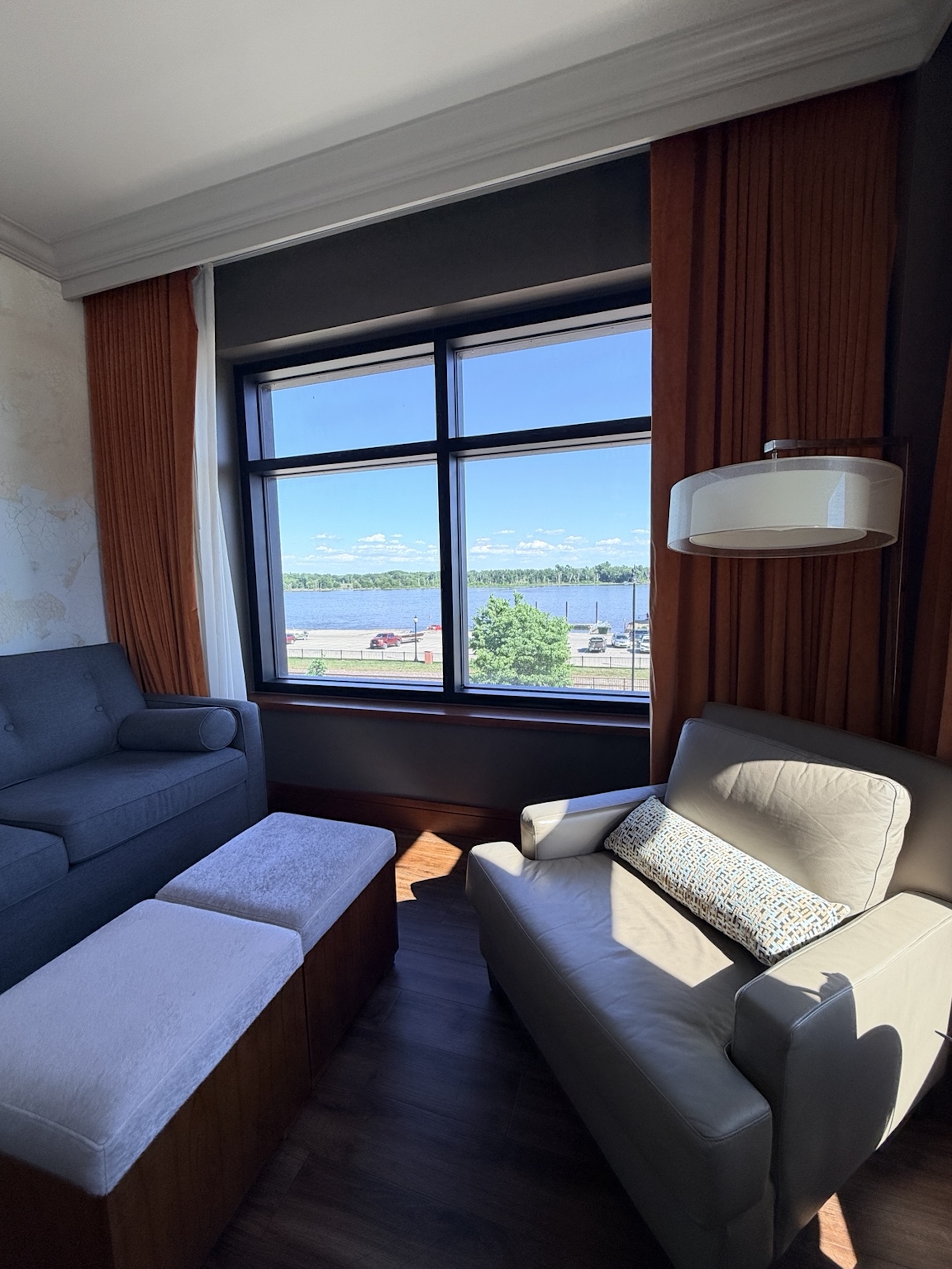 Merrill Hotel seating in the window Muscatine