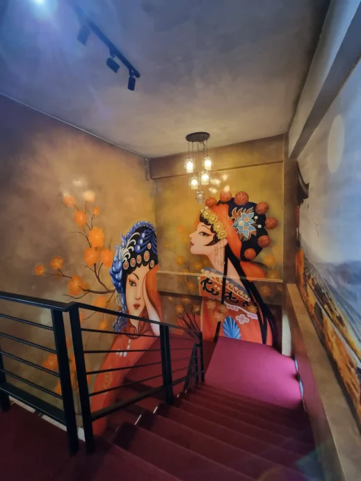 The View, colorful stairwell, Asian princesses