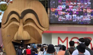 Andong, Mask Festival, line at entrance, South Kor