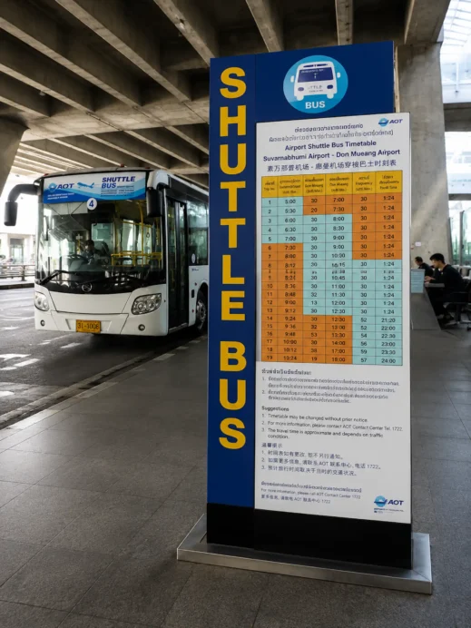 Bangkok shuttle bus schedule