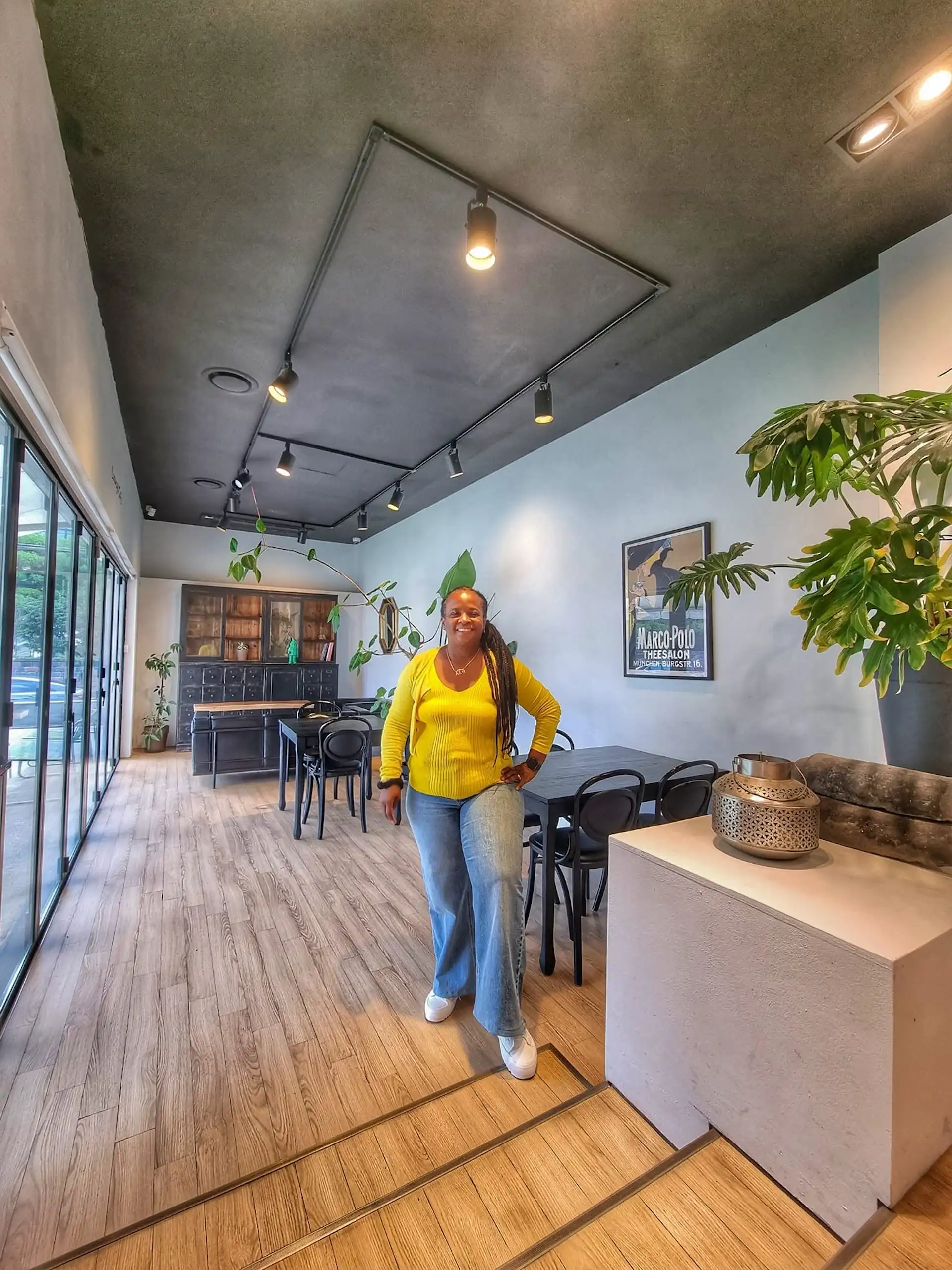 Minsk Cafe, Stacey, yellow sweater, near Camp Walker