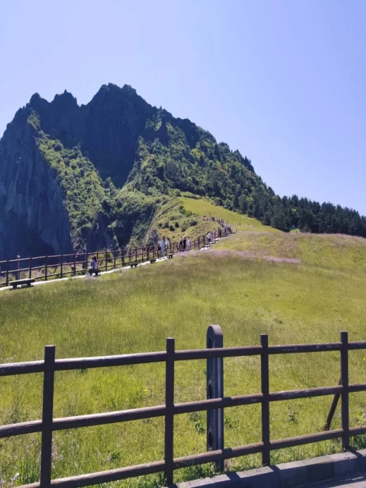 Seongsan Ilchulbong fence hikers Jeju